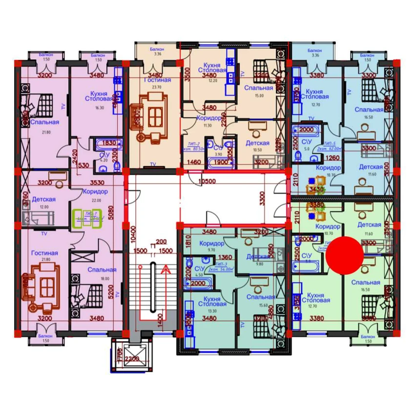 2-комнатная квартира 58.5 м²  10/10 этаж