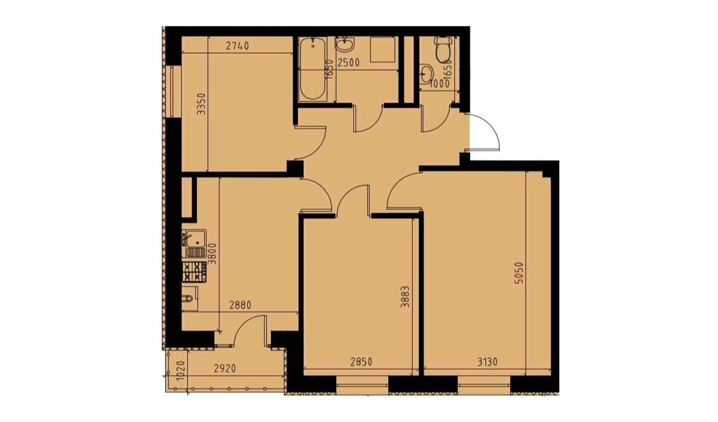 2-комнатная квартира 60.53 м²  5/5 этаж