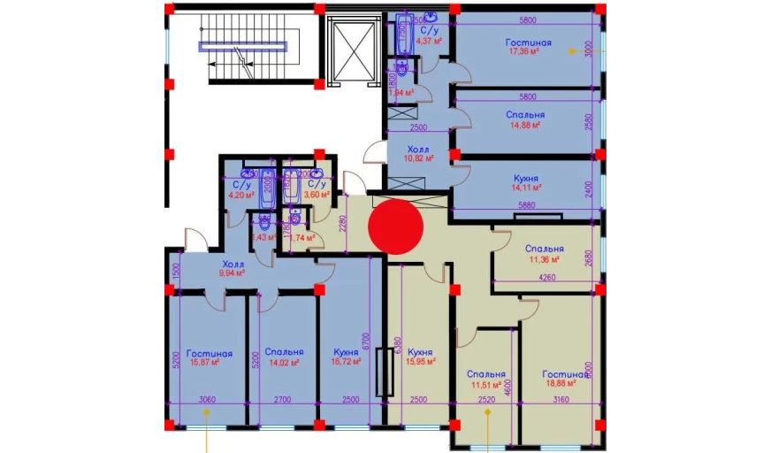 3-комнатная квартира 83.66 м²  10/10 этаж