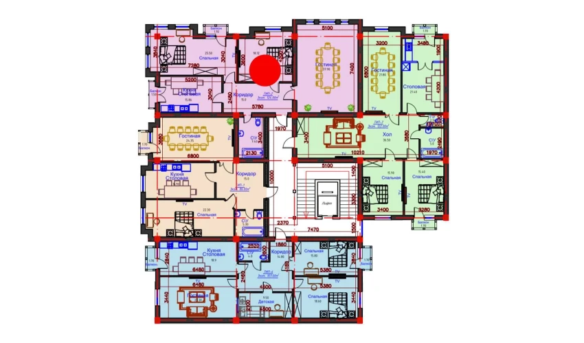 3-комнатная квартира 124 м²  7/10 этаж | Жилой комплекс AFROSIYOB