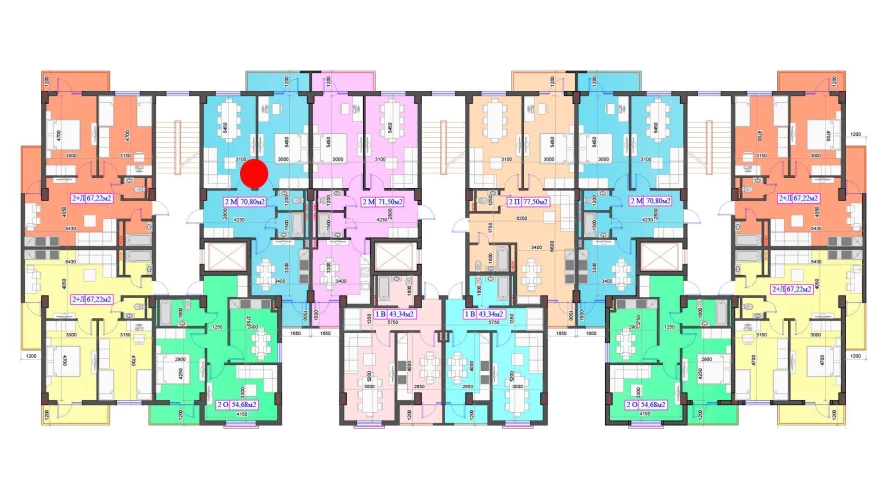 2-комнатная квартира 70.8 м²  7/7 этаж