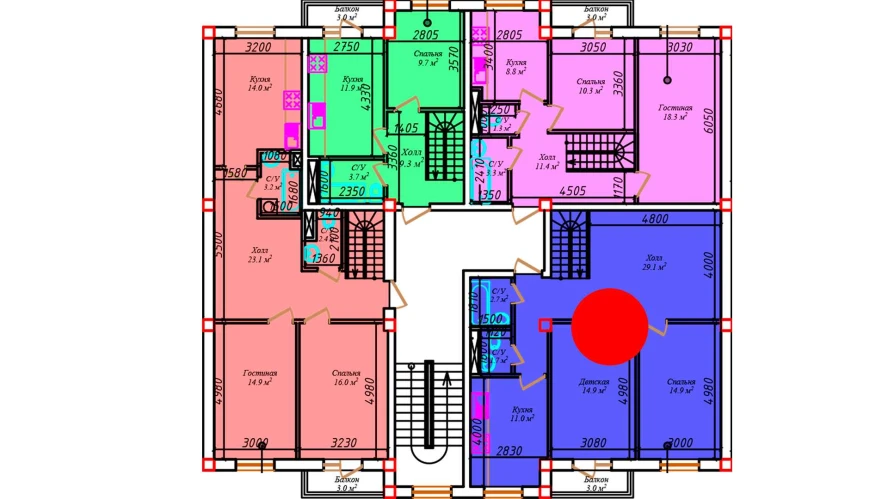 2-комнатная квартира 79.3 м²  5/5 этаж