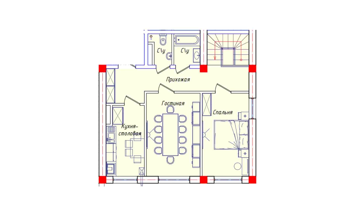 5-комнатная квартира 132.6 м²  1/1 этаж