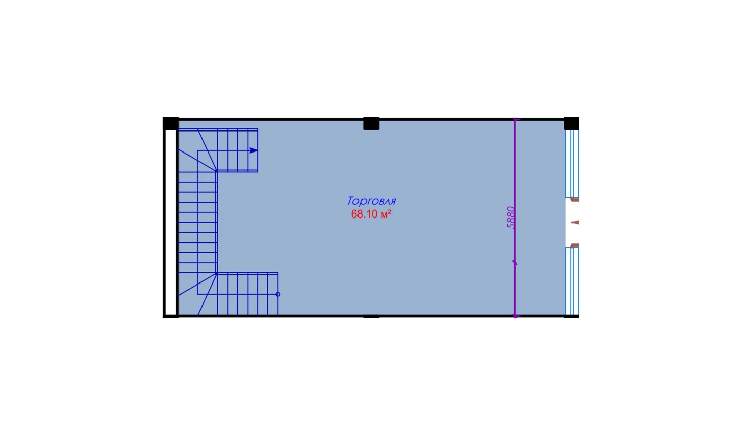 1-xonali xonadon 68.1 m²  1/1 qavat