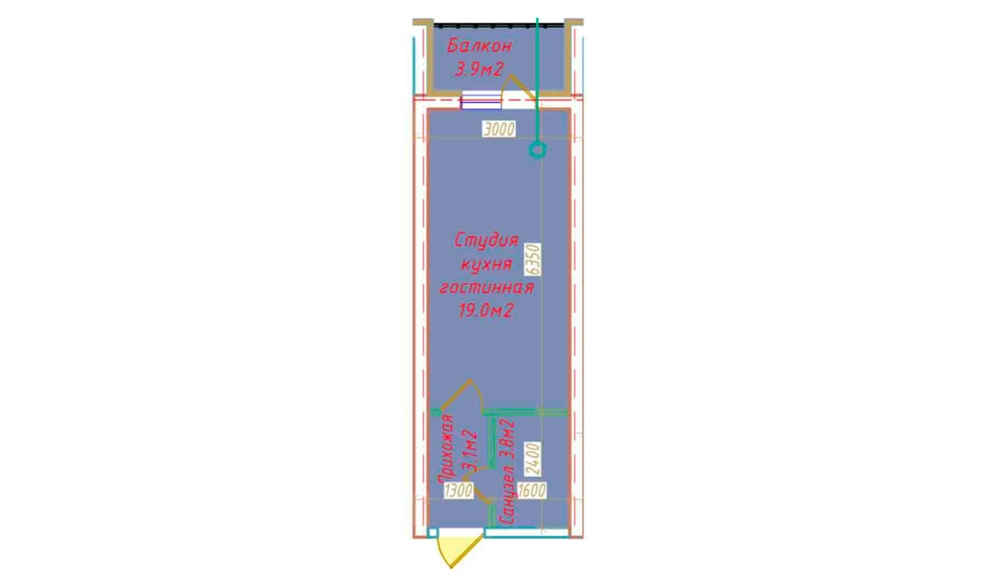 1-xonali xonadon 29.8 m²  5/5 qavat