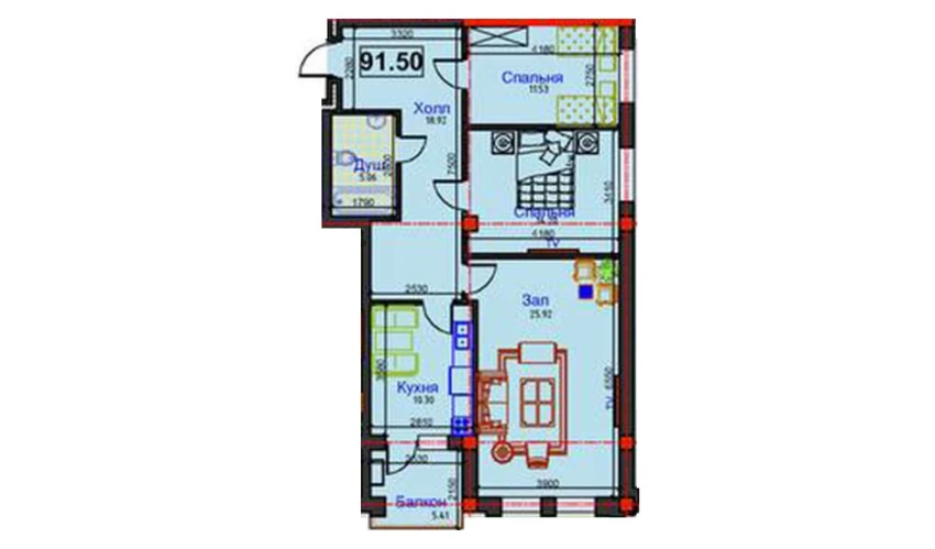 3-комнатная квартира 91.5 м²  12/12 этаж | Жилой комплекс GAGARIN AVENUE