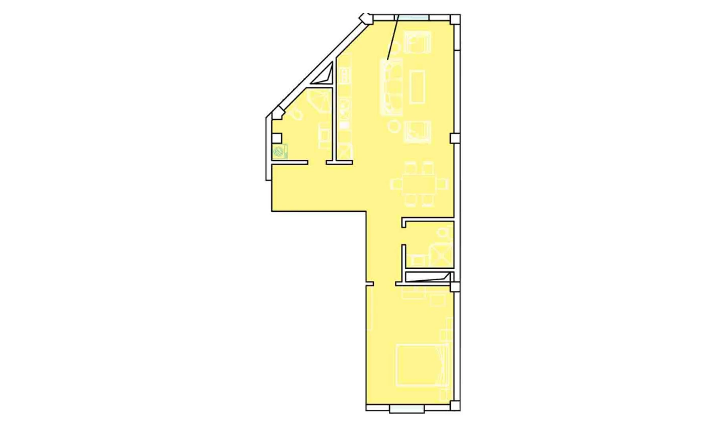 2-комнатная квартира 79 м²  1/1 этаж