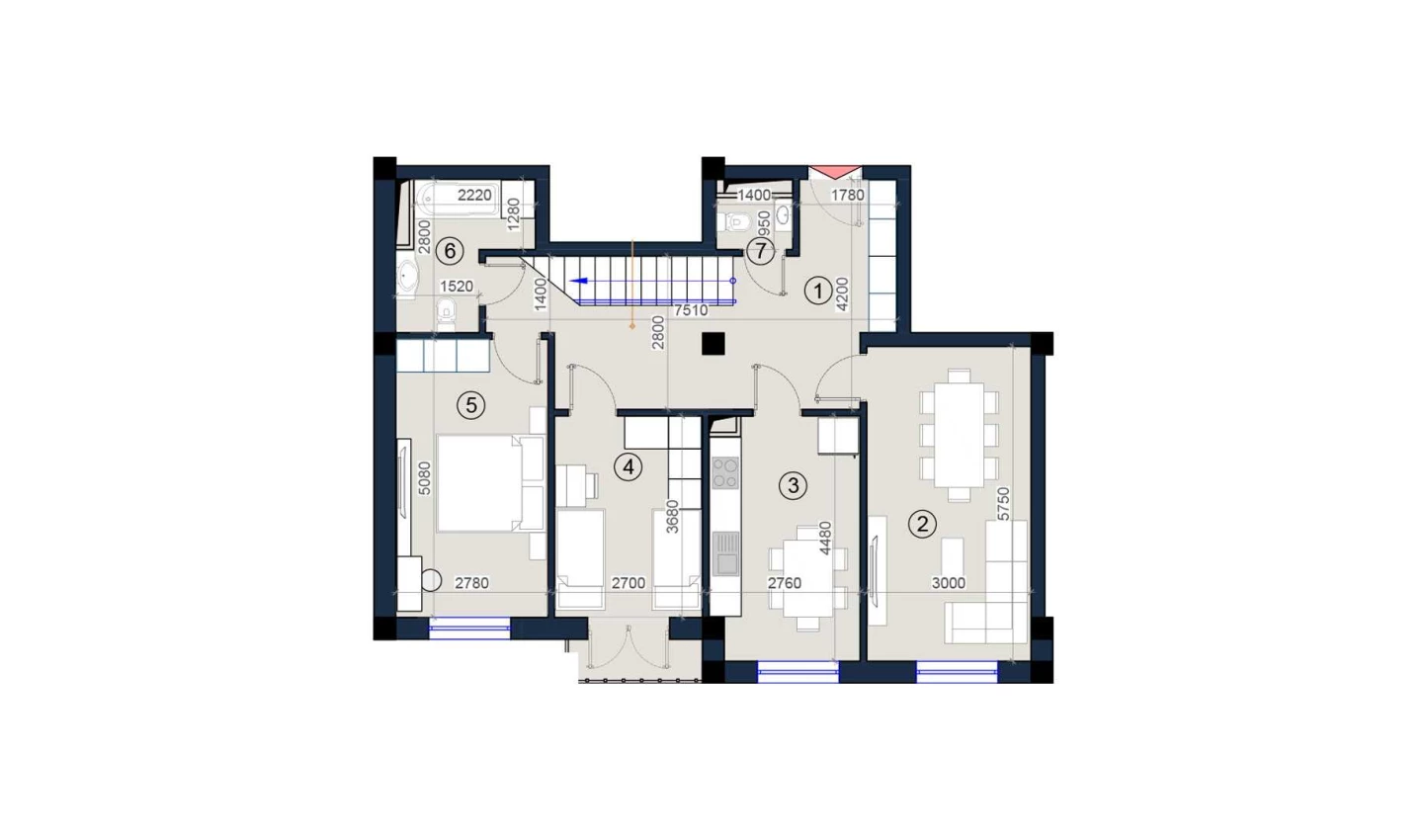 3-комнатная квартира 85 м²  9/9 этаж