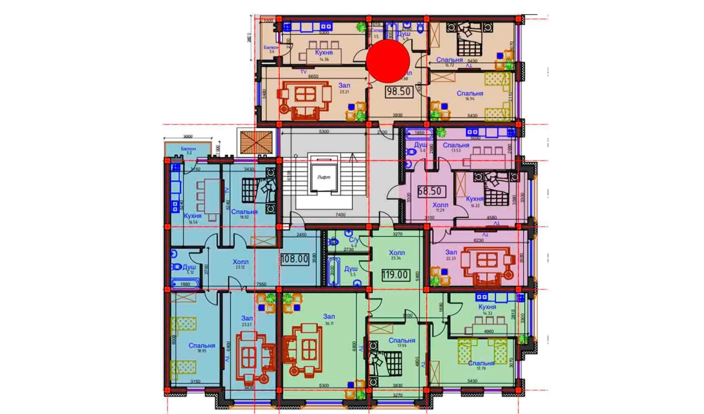 3-комнатная квартира 98.5 м²  2/2 этаж