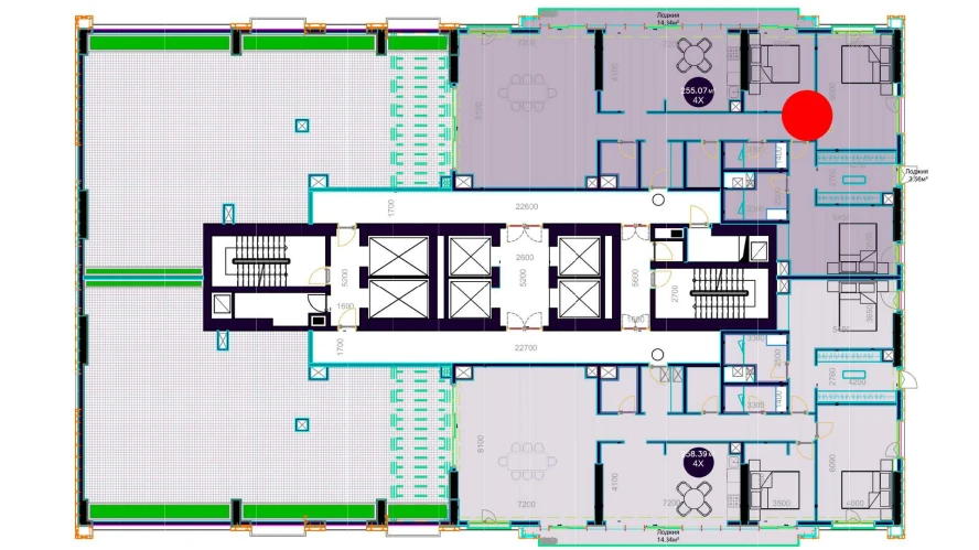 4-xonali xonadon 255.7 m²  21/21 qavat