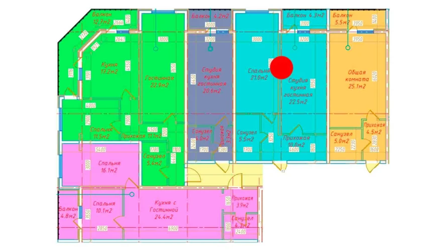 2-комнатная квартира 63.3 м²  16/16 этаж