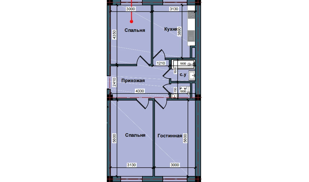 3-xonali xonadon 79.4 m²  1/1 qavat