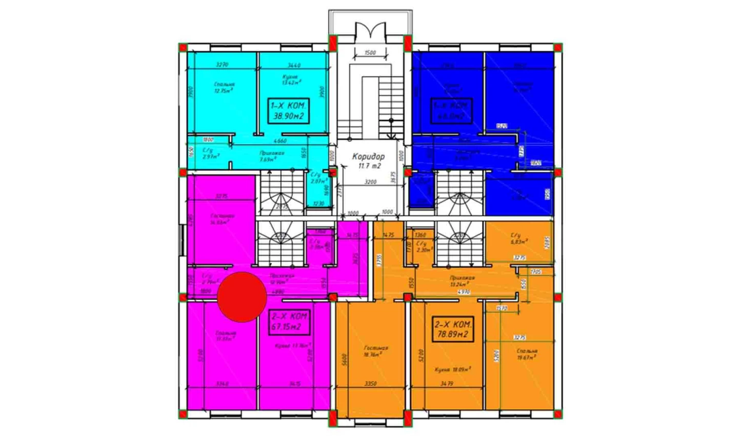 2-комнатная квартира 67.15 м²  1/1 этаж