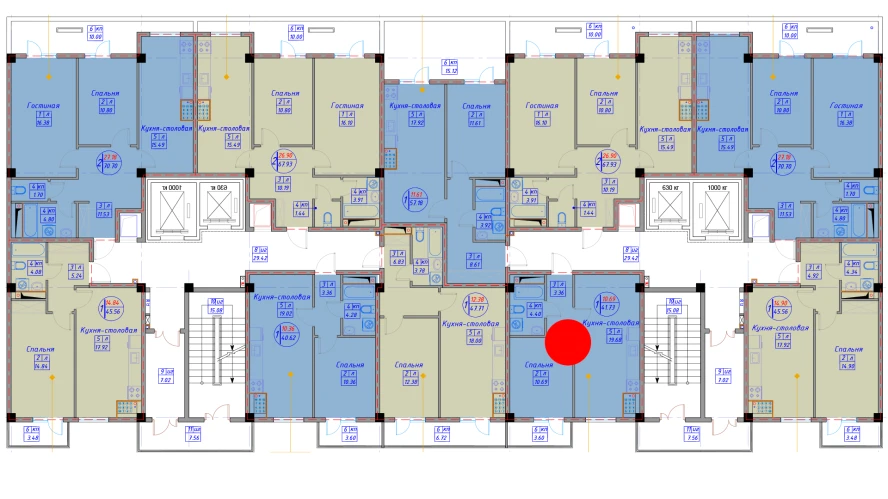 1-комнатная квартира 45.76 м²  2/2 этаж