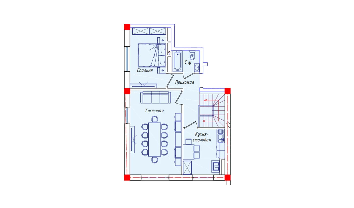 5-комнатная квартира 132.9 м²  1/1 этаж