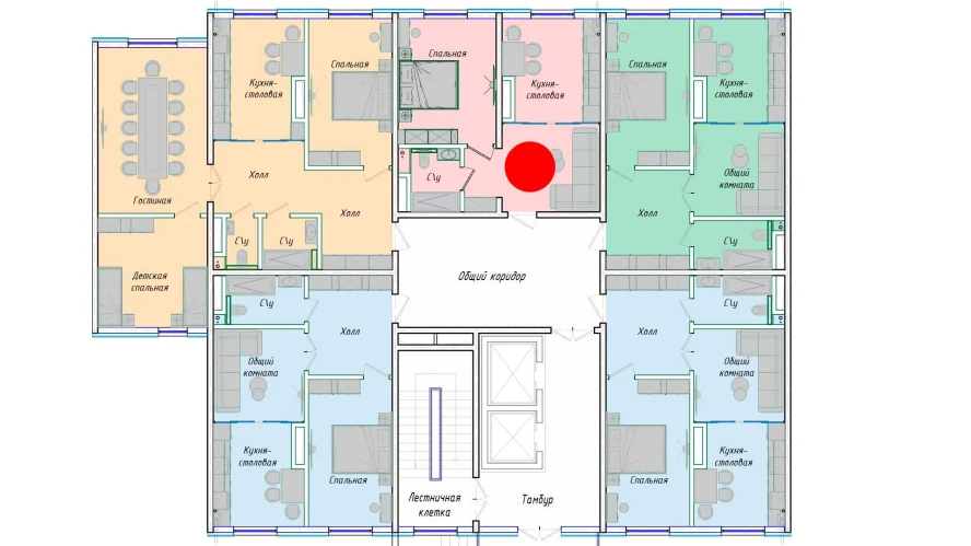 1-xonali xonadon 43.98 m²  1/1 qavat