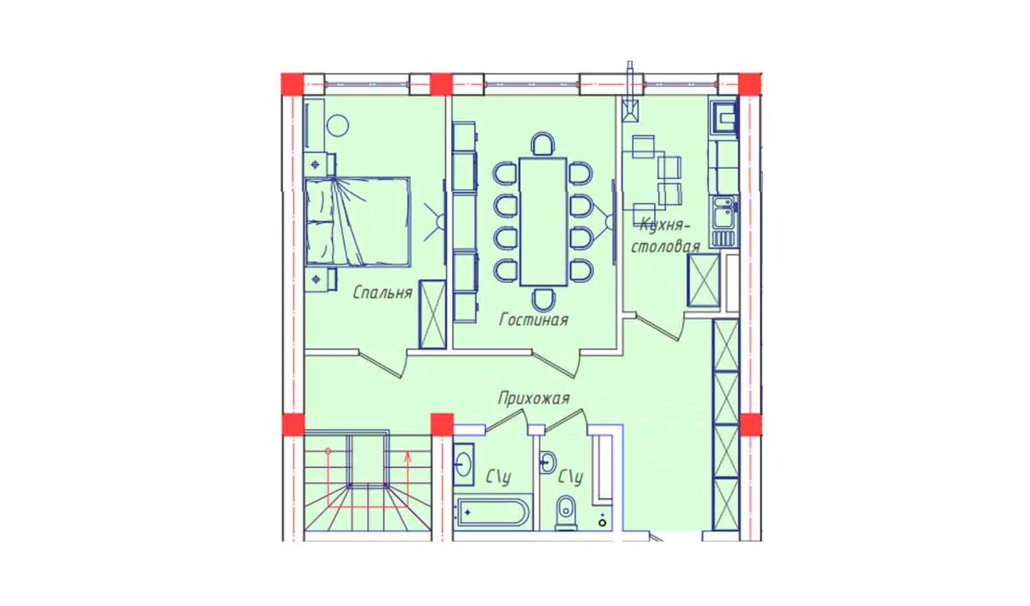 5-xonali xonadon 132.6 m²  1/1 qavat