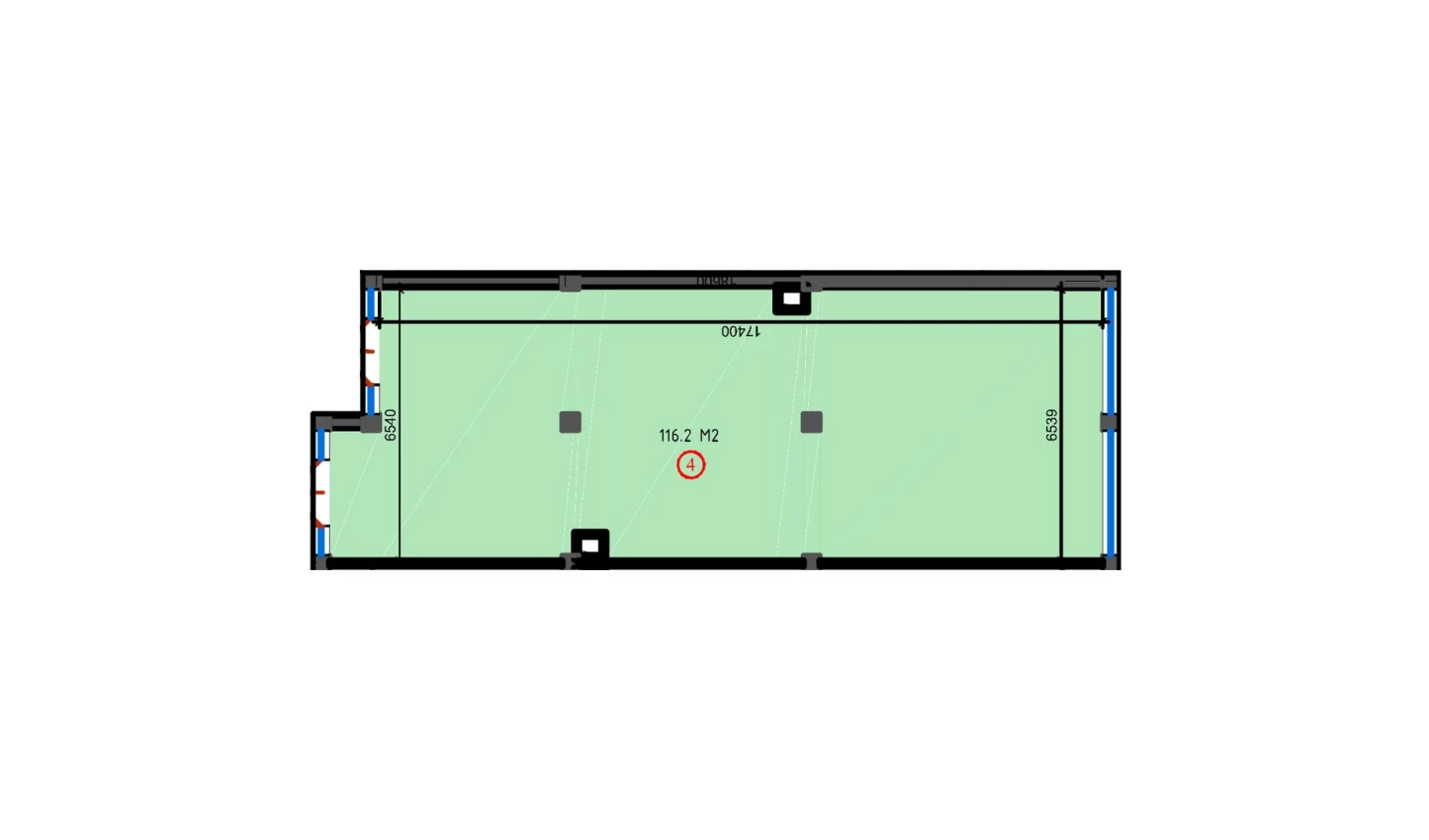 1-xonali xonadon 116.2 m²  3/3 qavat