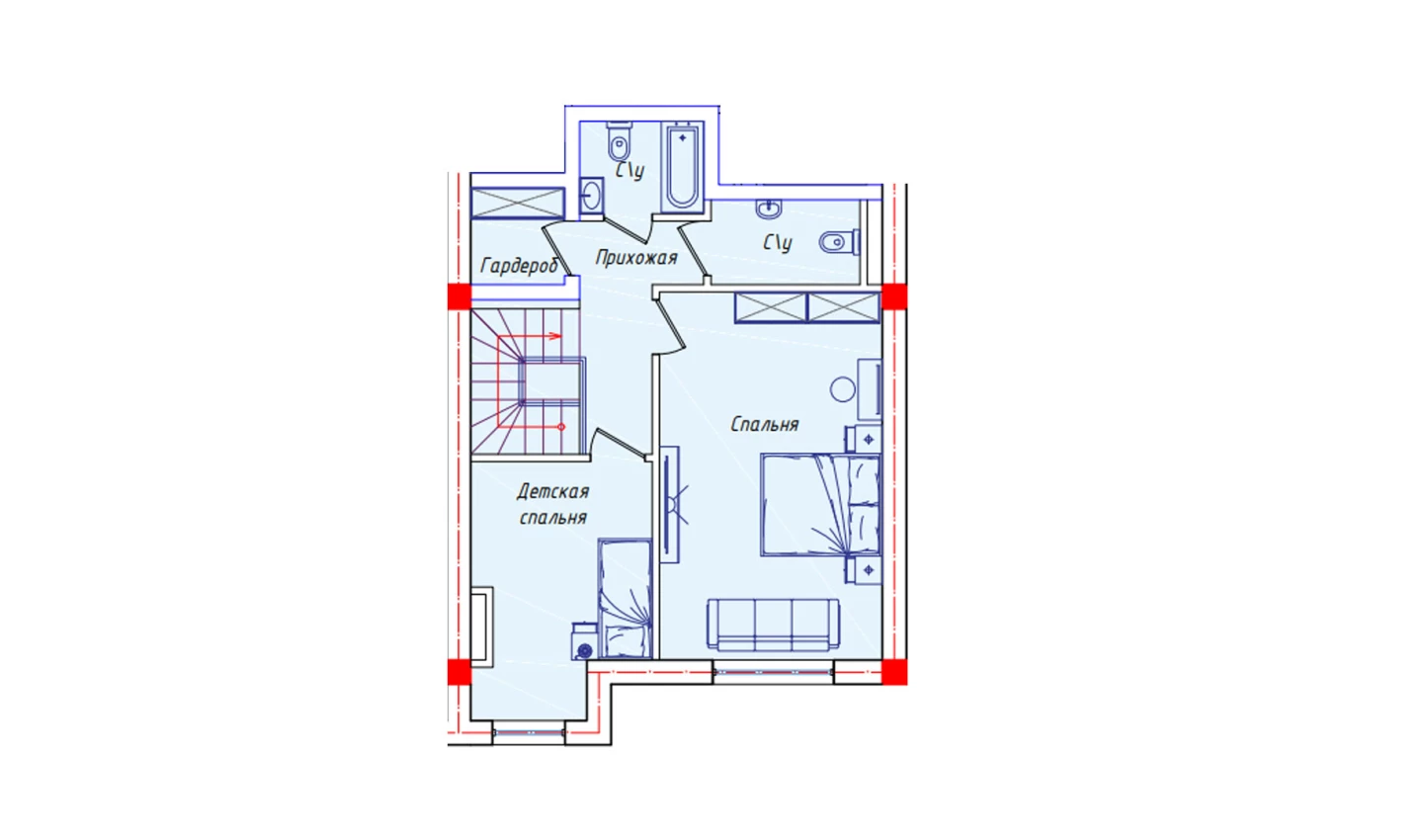 2-комнатная квартира 56.6 м²  8/8 этаж