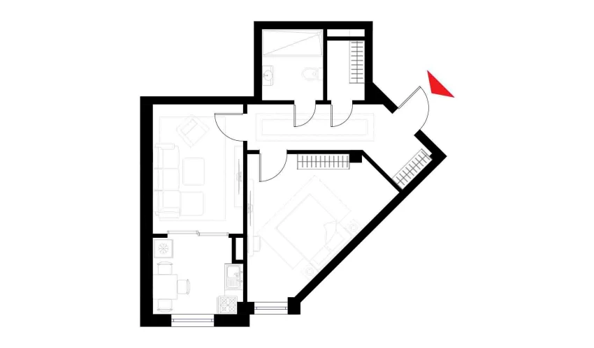 2-xonali xonadon 54.2 m²  4/6 qavat | CHOSHTEPA GARDEN Turar-joy majmuasi