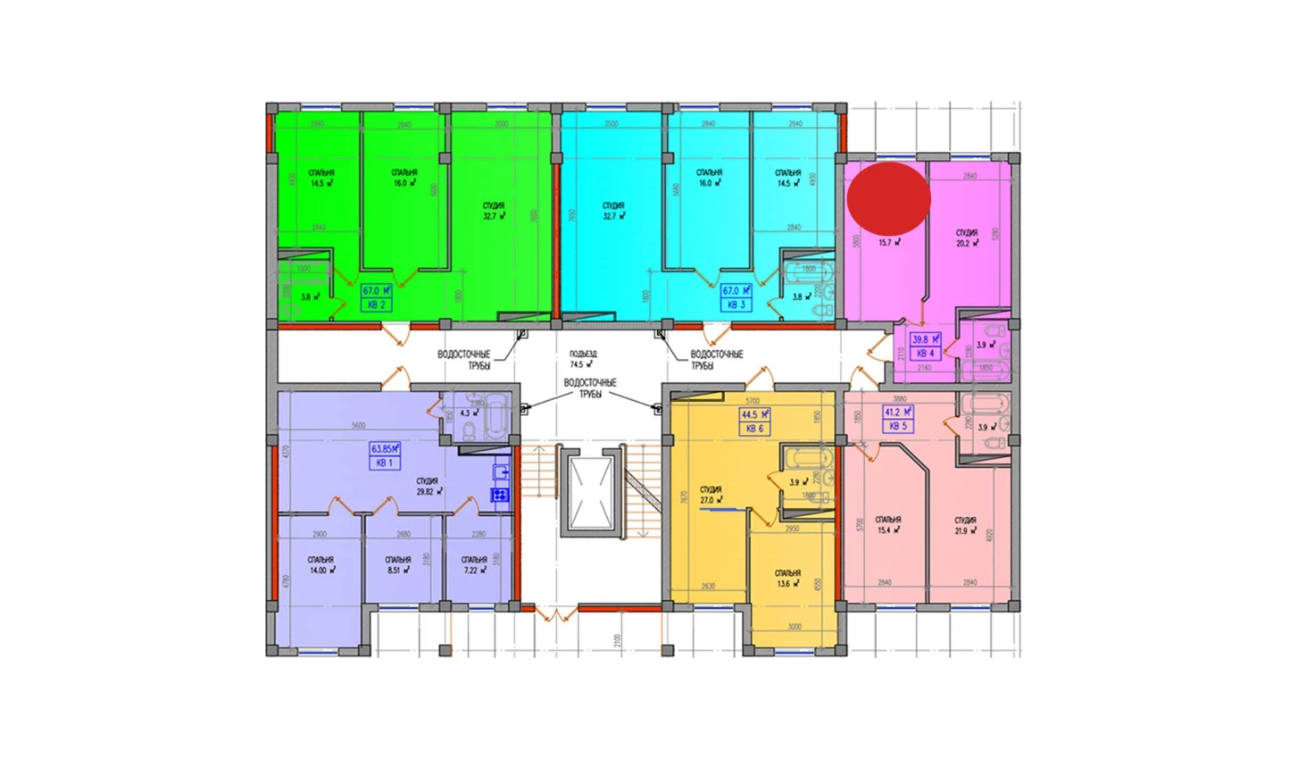 3-xonali xonadon 39.8 m²  1/1 qavat