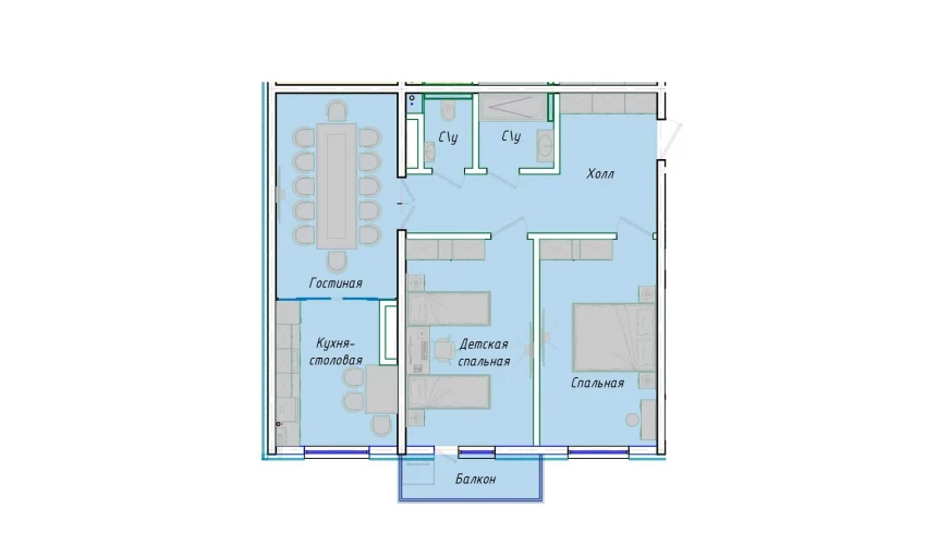 3-xonali xonadon 80.98 m²  5/12 qavat | SERGELI CITY Turar-joy majmuasi