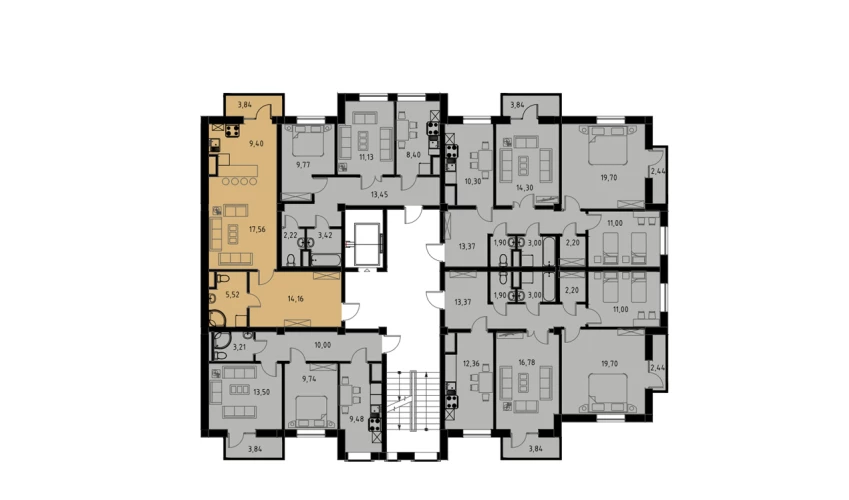 1-комнатная квартира 47.79 м²  6/6 этаж