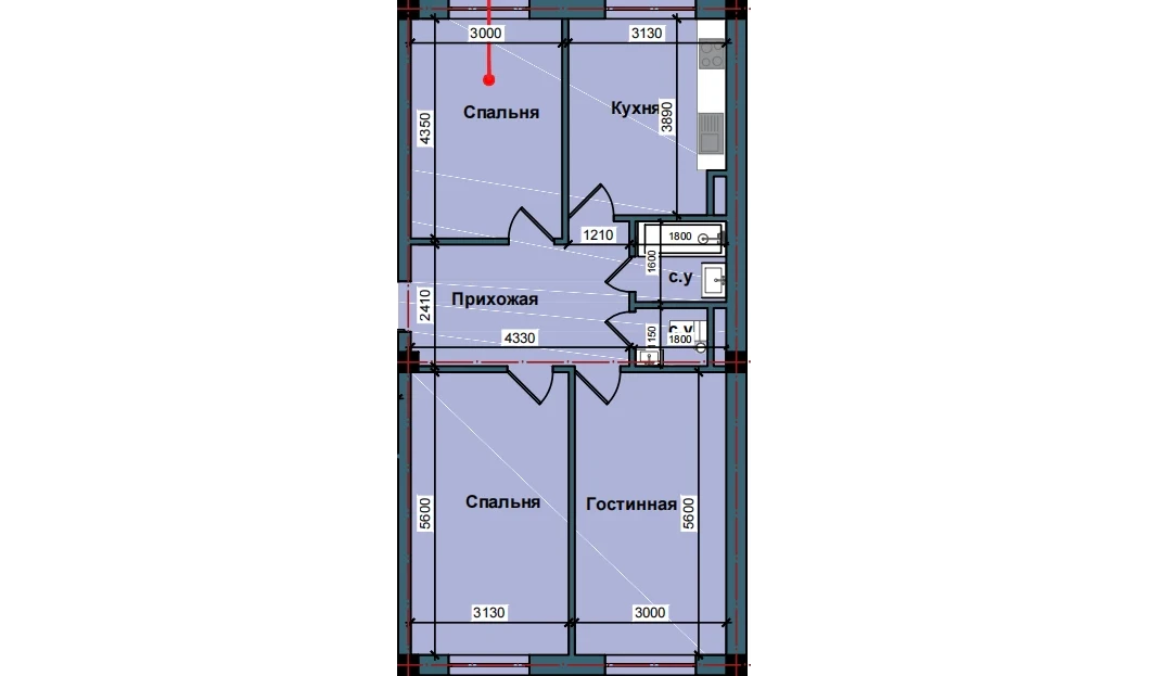 3-комнатная квартира 79.4 м²  1/9 этаж | Жилой комплекс NUR BARAKA