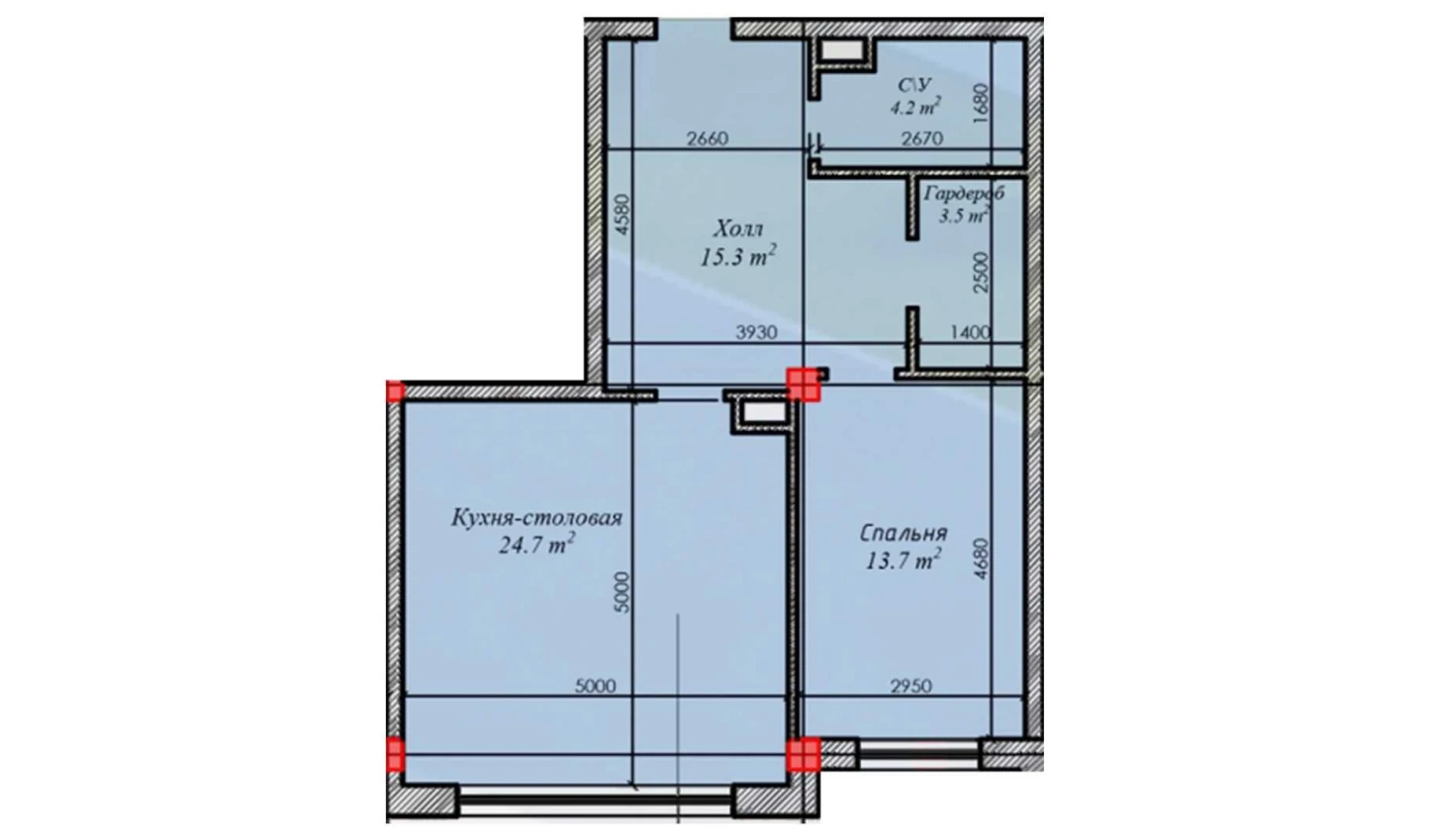 1-комнатная квартира 61.4 м²  3/3 этаж