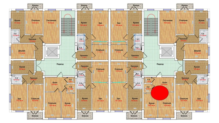 1-xonali xonadon 41.5 m²  3/6 qavat | MBG Turar-joy majmuasi