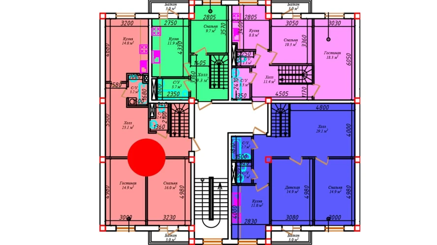 2-комнатная квартира 79.3 м²  5/5 этаж