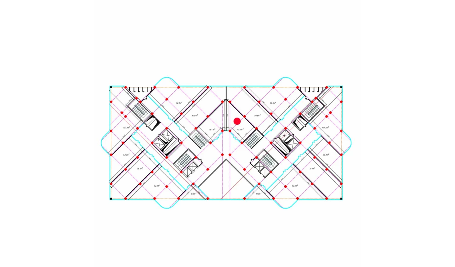 1-xonali xonadon 45.4 m²  2/2 qavat