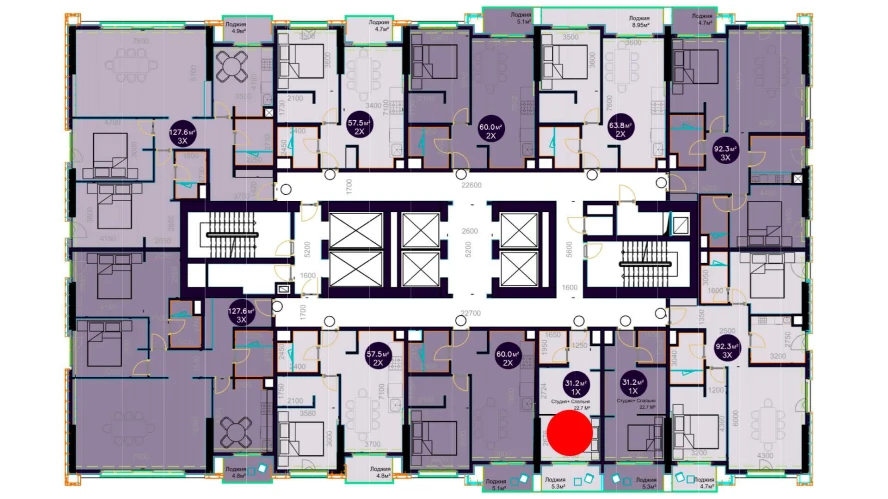 1-xonali xonadon 31.2 m²  13/13 qavat