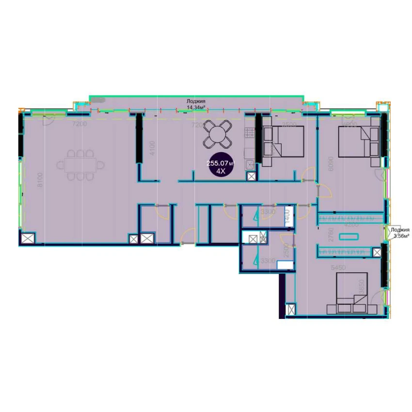 4-xonali xonadon 255.07 m²  20/20 qavat