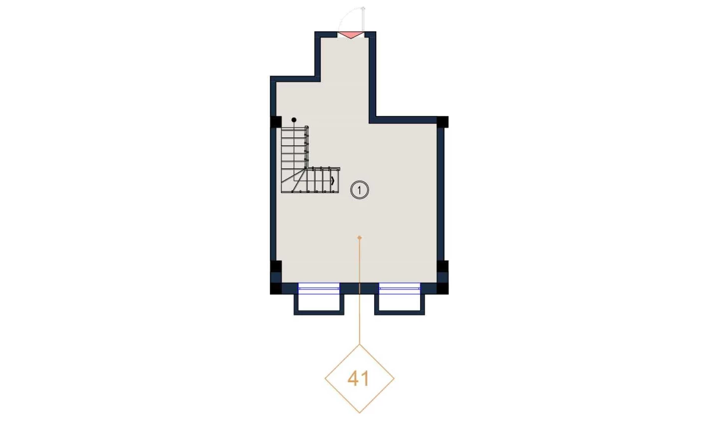 1-комнатная квартира 41.5 м²  1/1 этаж