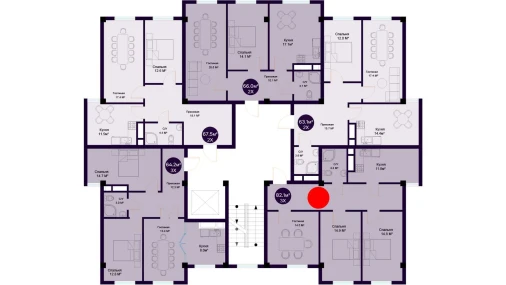 3-комнатная квартира 79.1 м²  7/7 этаж