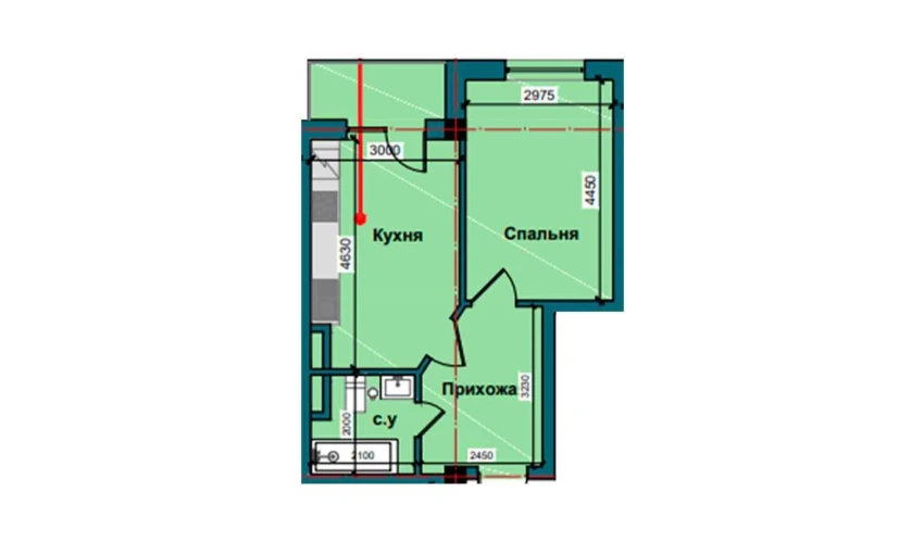 1-комнатная квартира 42.8 м²  3/9 этаж | Жилой комплекс NUR BARAKA