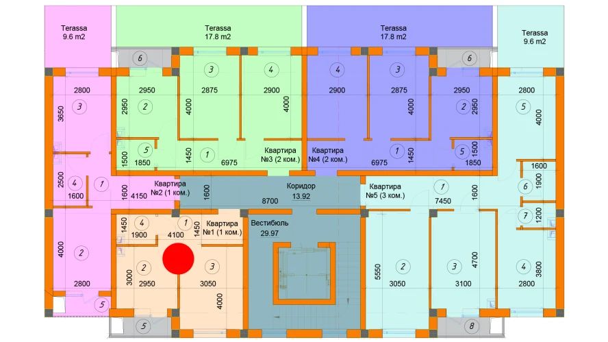 1-xonali xonadon 29.6 m²  2/2 qavat