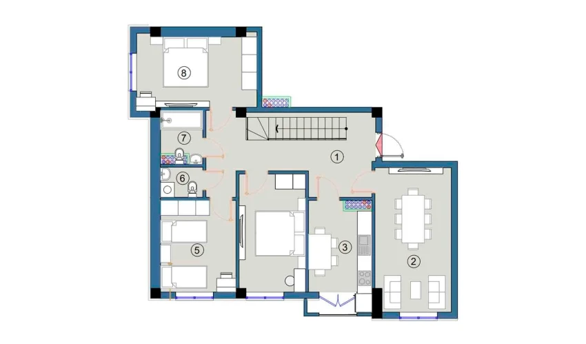 4-xonali xonadon 189 m²  9/9 qavat | FLORYA RESIDENCE Turar-joy majmuasi