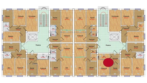 1-xonali xonadon 60.6 m²  1/6 qavat | MBG Turar-joy majmuasi