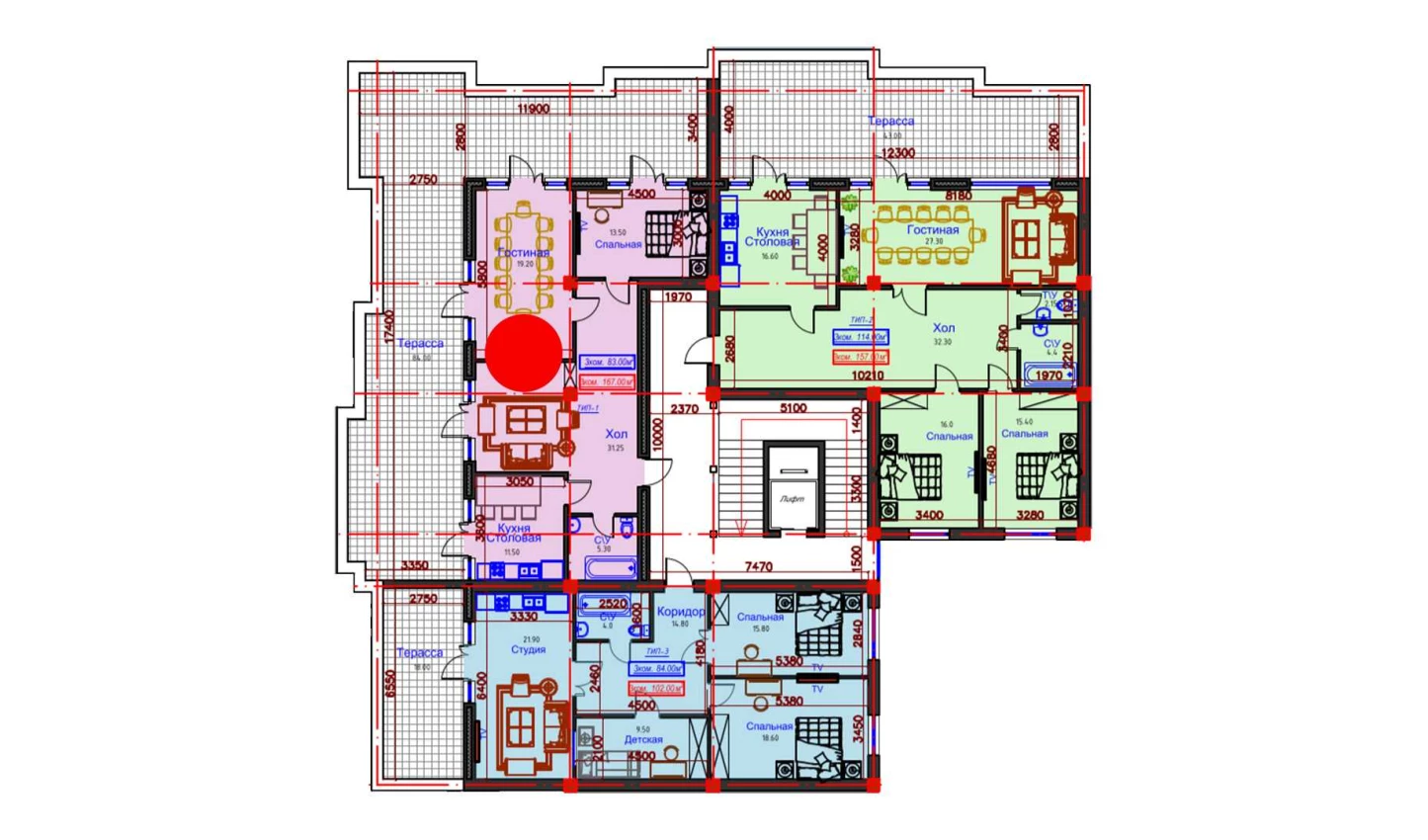 6-комнатная квартира 86 м²  9/9 этаж