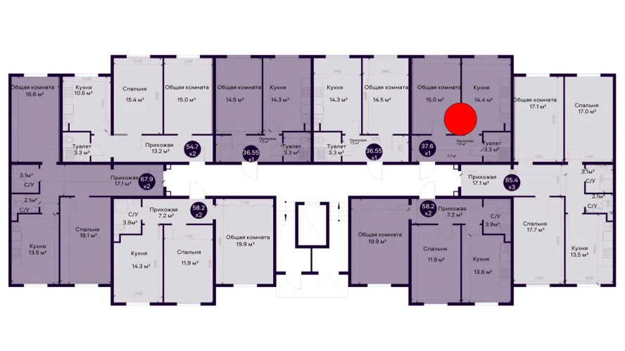 1-комнатная квартира 37.6 м²  1/1 этаж