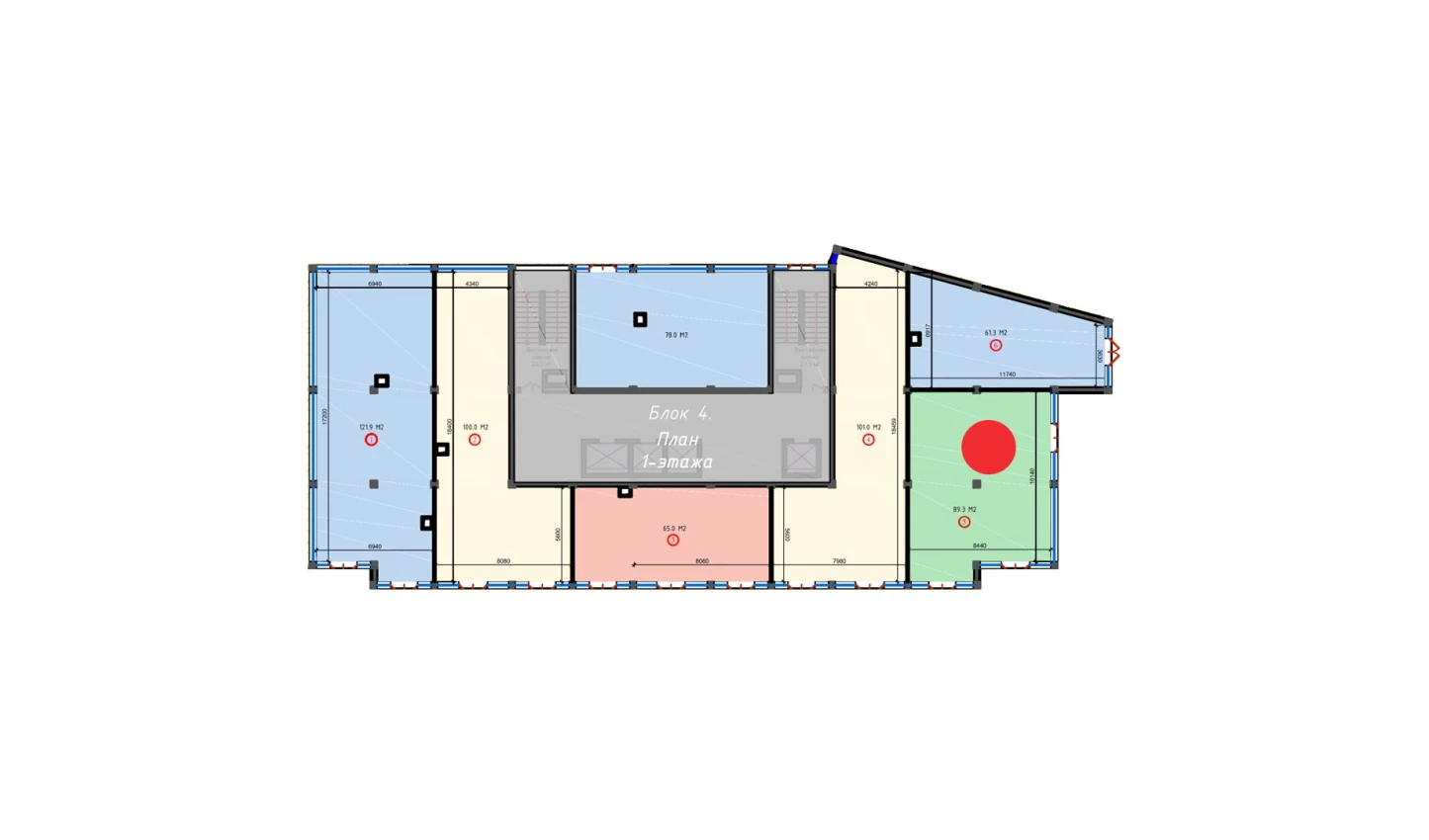 1-xonali xonadon 89.3 m²  2/2 qavat