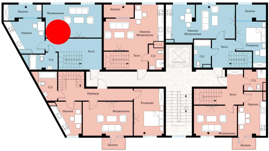 4-комнатная квартира 55.25 м²  7/7 этаж