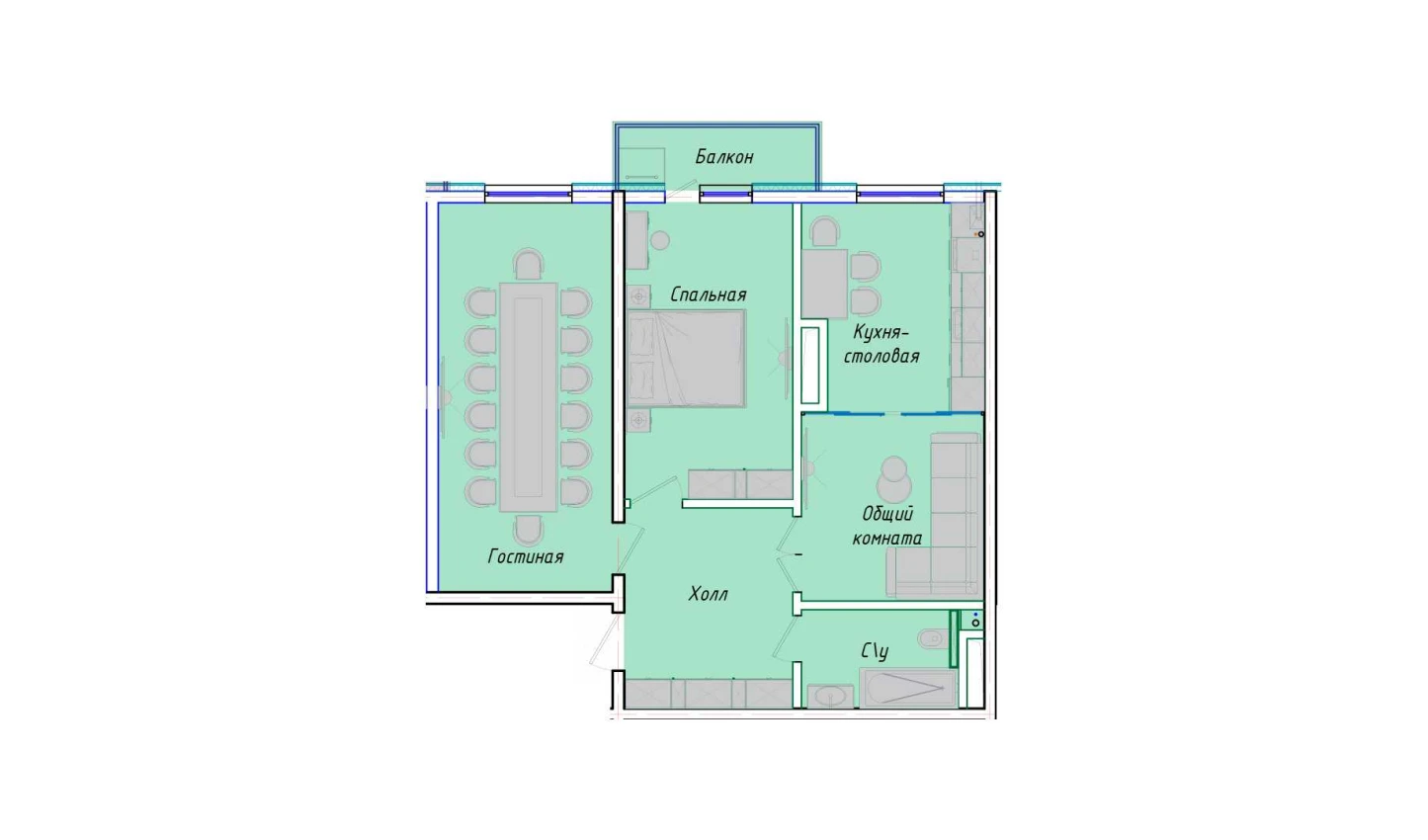 3-комнатная квартира 71.13 м²  1/1 этаж