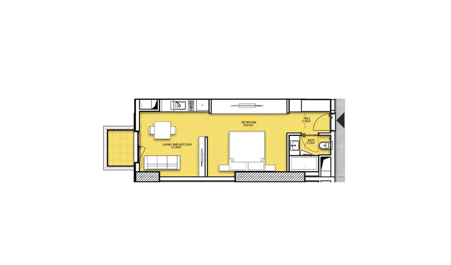 2-xonali xonadon 37.31 m²  5/5 qavat