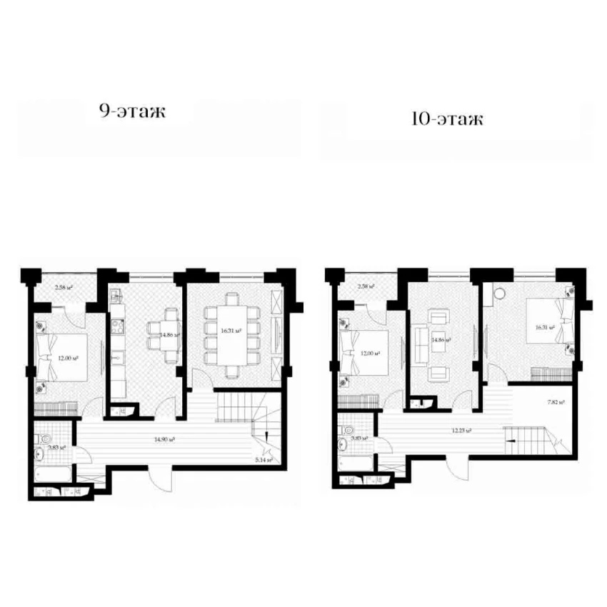 2-комнатная квартира 142.2 м²  9/9 этаж