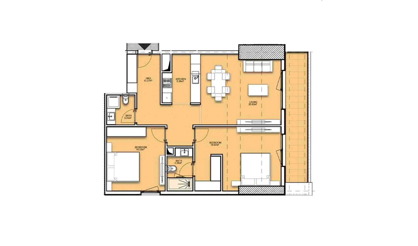 3-комнатная квартира 97.44 м²  5/5 этаж