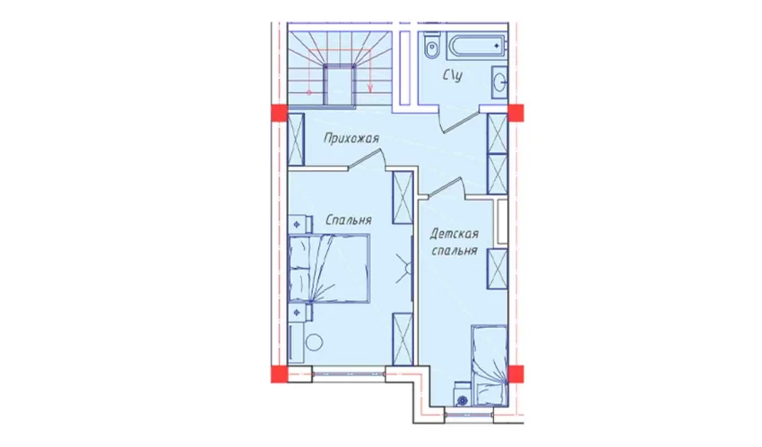 2-xonali xonadon 46.1 m²  8/8 qavat