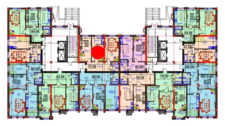 2-xonali xonadon 72 m²  1/1 qavat